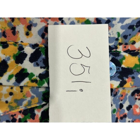 Violet & Claire Ruffle Front Multicolor Abstract Print Blouse Short Sleeve Top - Picture 10 of 11